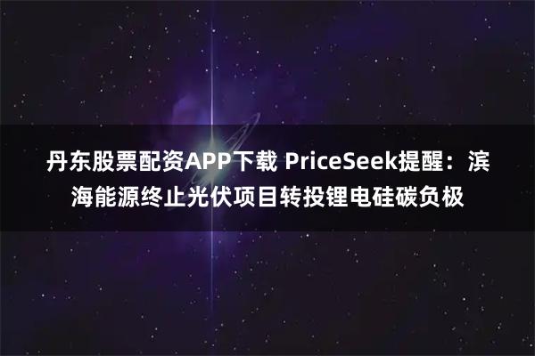 丹东股票配资APP下载 PriceSeek提醒：滨海能源终止光伏项目转投锂电硅碳负极